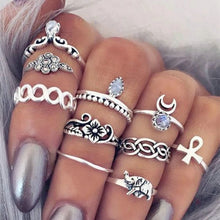 Load image into Gallery viewer, Hot Sale Women Ocean Star Moon Joint 13 Piece Set Ring Jewelry Retro Opal Crown Zircon Rings Fashion Female Accessories