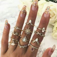 Load image into Gallery viewer, Hot Sale Women Ocean Star Moon Joint 13 Piece Set Ring Jewelry Retro Opal Crown Zircon Rings Fashion Female Accessories