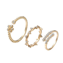 Load image into Gallery viewer, 3pcs/lot Handmade Flower Zircon Finger Toe Ring Female Birthday Gift Wedding Statement Jewelry Accessories Women Rings
