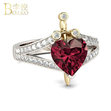 Load image into Gallery viewer, Heart Red Gem CZ Rings for Women Forever Love Heart Zirconia Wedding Ring Female Jewelry Accessories Fashion Ring for Girl R5TY