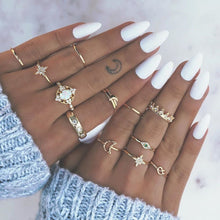 Load image into Gallery viewer, Hot Sale Women Ocean Star Moon Joint 13 Piece Set Ring Jewelry Retro Opal Crown Zircon Rings Fashion Female Accessories