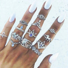 Load image into Gallery viewer, Hot Sale Women Ocean Star Moon Joint 13 Piece Set Ring Jewelry Retro Opal Crown Zircon Rings Fashion Female Accessories

