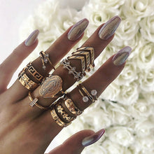 Load image into Gallery viewer, Hot Sale Women Ocean Star Moon Joint 13 Piece Set Ring Jewelry Retro Opal Crown Zircon Rings Fashion Female Accessories
