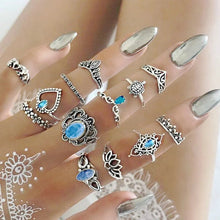 Load image into Gallery viewer, Hot Sale Women Ocean Star Moon Joint 13 Piece Set Ring Jewelry Retro Opal Crown Zircon Rings Fashion Female Accessories
