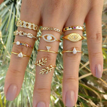 Load image into Gallery viewer, Hot Sale Women Ocean Star Moon Joint 13 Piece Set Ring Jewelry Retro Opal Crown Zircon Rings Fashion Female Accessories
