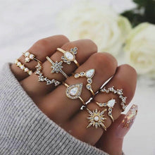 Load image into Gallery viewer, Hot Sale Women Ocean Star Moon Joint 13 Piece Set Ring Jewelry Retro Opal Crown Zircon Rings Fashion Female Accessories
