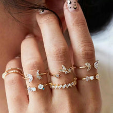 Load image into Gallery viewer, Hot Sale Women Ocean Star Moon Joint 13 Piece Set Ring Jewelry Retro Opal Crown Zircon Rings Fashion Female Accessories
