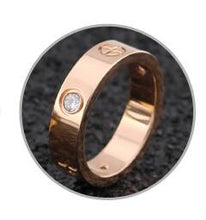 Load image into Gallery viewer, Screw Rings For Women Accessories Stainless Steel Men Jewelry Couple Engagement Rose Gold Female Crystal Finger Wedding Ring
