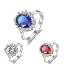 Load image into Gallery viewer, Princess Cut Crystal Rings for Women Females Blue Red Clear color Natural Stone Rhinestone Engagement party Jewelry Accessory
