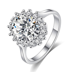 Princess Cut Crystal Rings for Women Females Blue Red Clear color Natural Stone Rhinestone Engagement party Jewelry Accessory