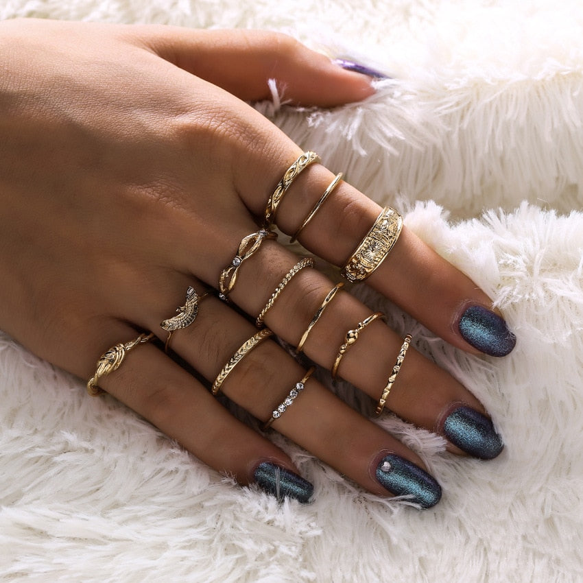 European And American Fashion Ring Set 12-piece Ring Set Ring Ring Joint Ring Tail Ring Female Accessories