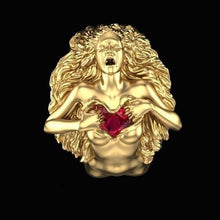 Load image into Gallery viewer, Fashion Women Gold Ring Wedding Gift With Red Heart Shape Stone Female Engement Lovely Trendy Jewelry Accessories F3T379
