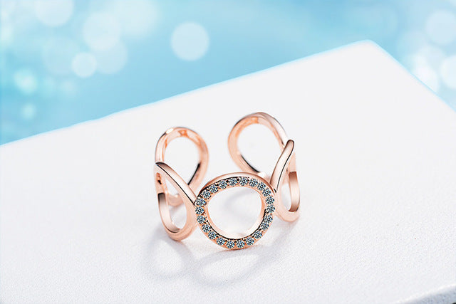 TJP New Arrival Rose Gold Female Lady Finger Rings Jewelry Top Quality 925 Silver Rings For Women Wedding Engagement Accessories