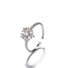 Load image into Gallery viewer, Fashion Rhinestone snowflake opening ring female index finger zircon resizable ring wholesale children accessories women jewelry
