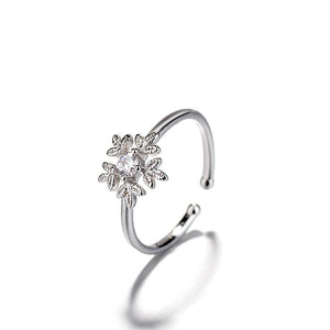 Fashion Rhinestone snowflake opening ring female index finger zircon resizable ring wholesale children accessories women jewelry