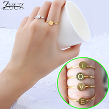 Load image into Gallery viewer, ZUUZ letter rings for women jewelry accessories silver gold female jewellery finger ring brilliant set girls fingering fashion
