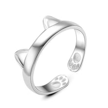 Load image into Gallery viewer, New LNRRABC Female Midi Finger Cat Ear Ring Rhinestones Heart Open Ring For Women Girl Child Gifts Bijoux Accessories Jewelry
