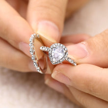 Load image into Gallery viewer, Fashion Engagement Heart Zircon Ring For Woman Female Double Rings Set Bijoux Ladies Lover Wedding Jewelry Party Accessories
