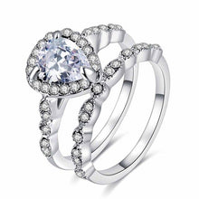Load image into Gallery viewer, Fashion Engagement Heart Zircon Ring For Woman Female Double Rings Set Bijoux Ladies Lover Wedding Jewelry Party Accessories
