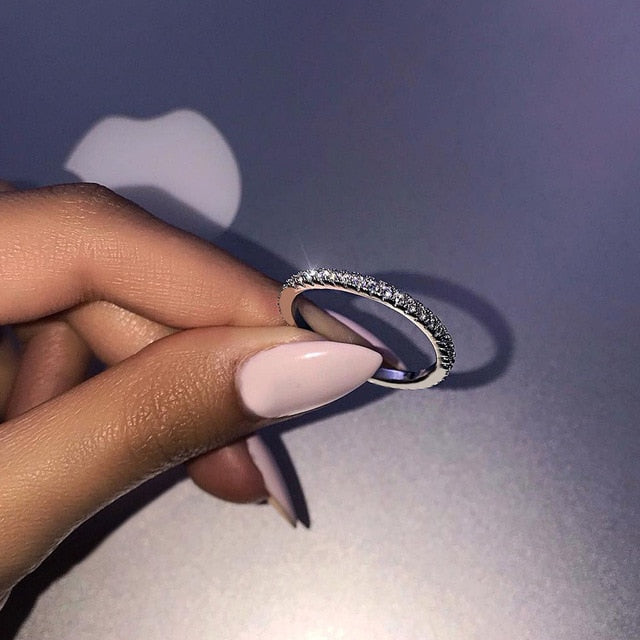 Fashion Engagement Heart Zircon Ring For Woman Female Double Rings Set Bijoux Ladies Lover Wedding Jewelry Party Accessories