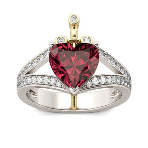 Heart Red Gem CZ Rings for Women Forever Love Heart Zirconia Wedding Ring  Female Jewelry Accessories Fashion Ring for Girl R5TY